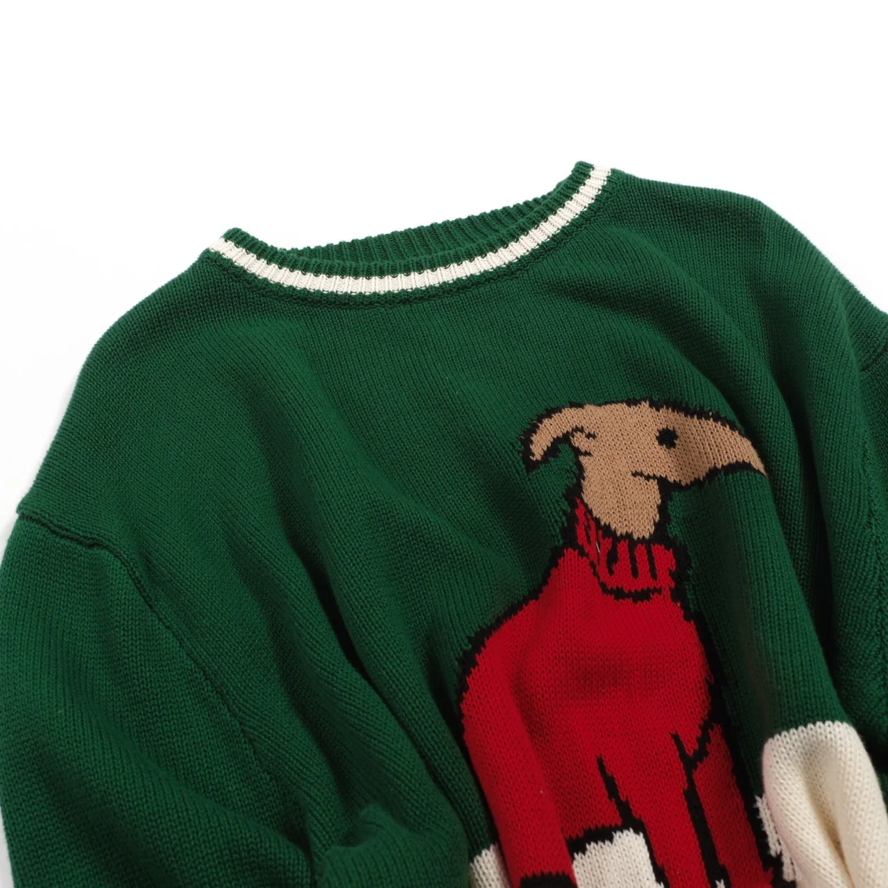 Men's green dog jacquard vintage knitwear - Image 7