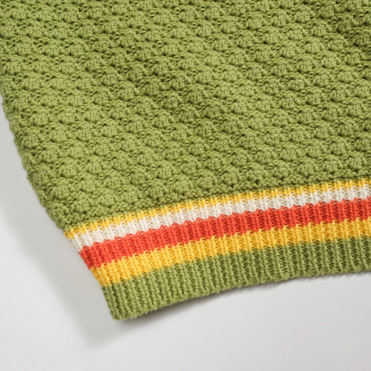 Men's green knitted texture striped V-neck polo shirt - Image 6