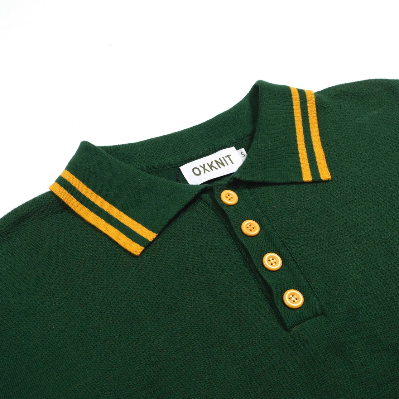 Men's green tiger Jacquard vintage knit polo shirt - Image 3