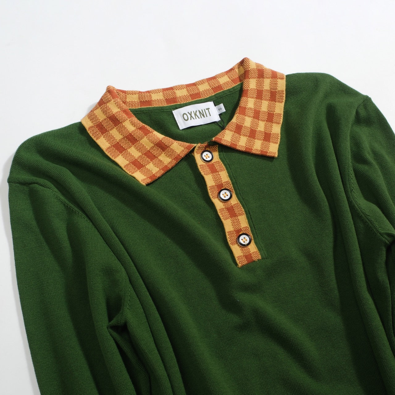 Men's green vintage art jacquard knitted polo shirt - Image 9