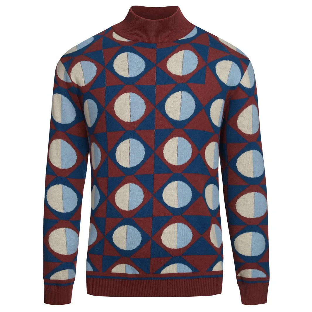 Men's multicolor retro artistic fashion high-neck knitwear