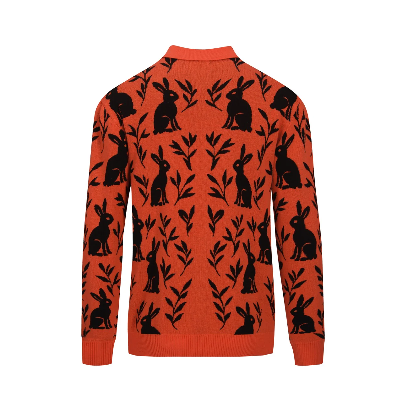 Men's orange rabbit plant jacquard cardigan - Image 3
