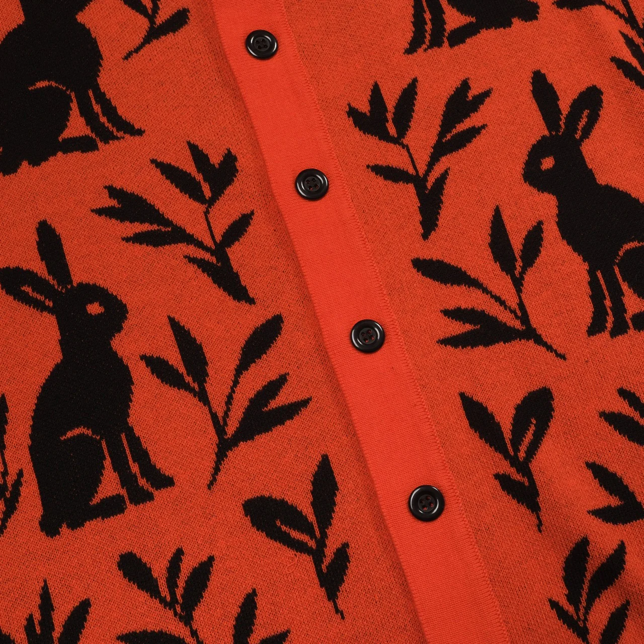Men's orange rabbit plant jacquard cardigan - Image 5
