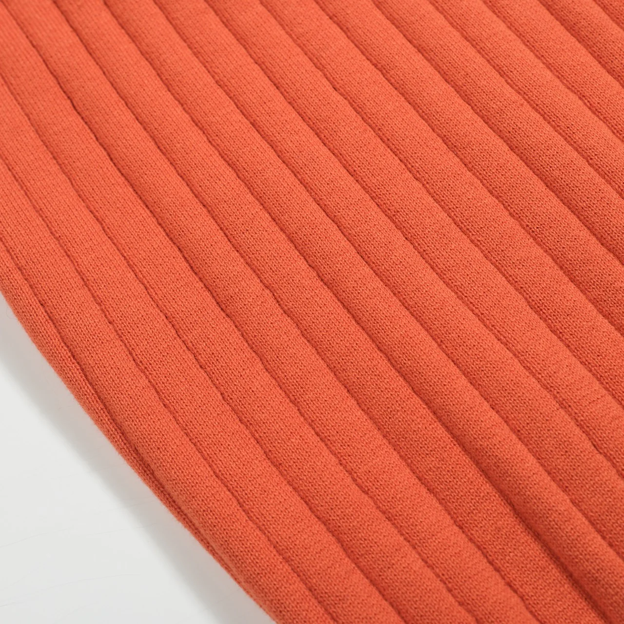 Mens orange vertical pit striped knitted polo shirt - Image 8