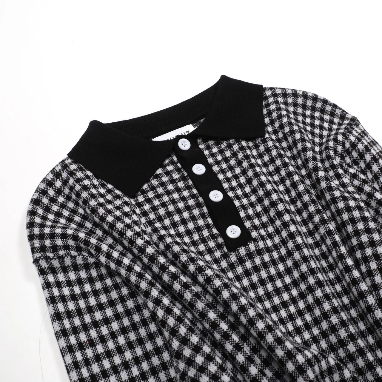 Men's retro black fashionable street top pattern jacquard polo shirt - Image 11