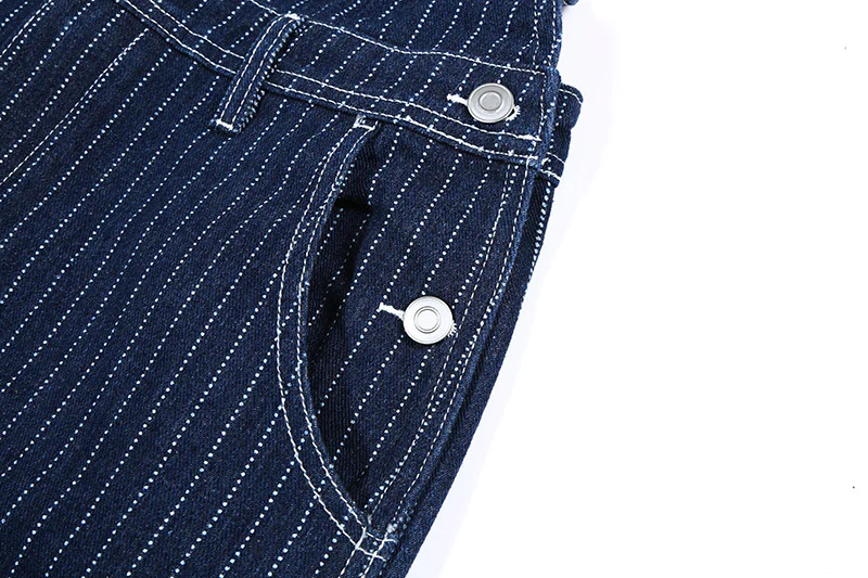 Men's Retro Casual Striped Denim Jumpsuit - Image 9