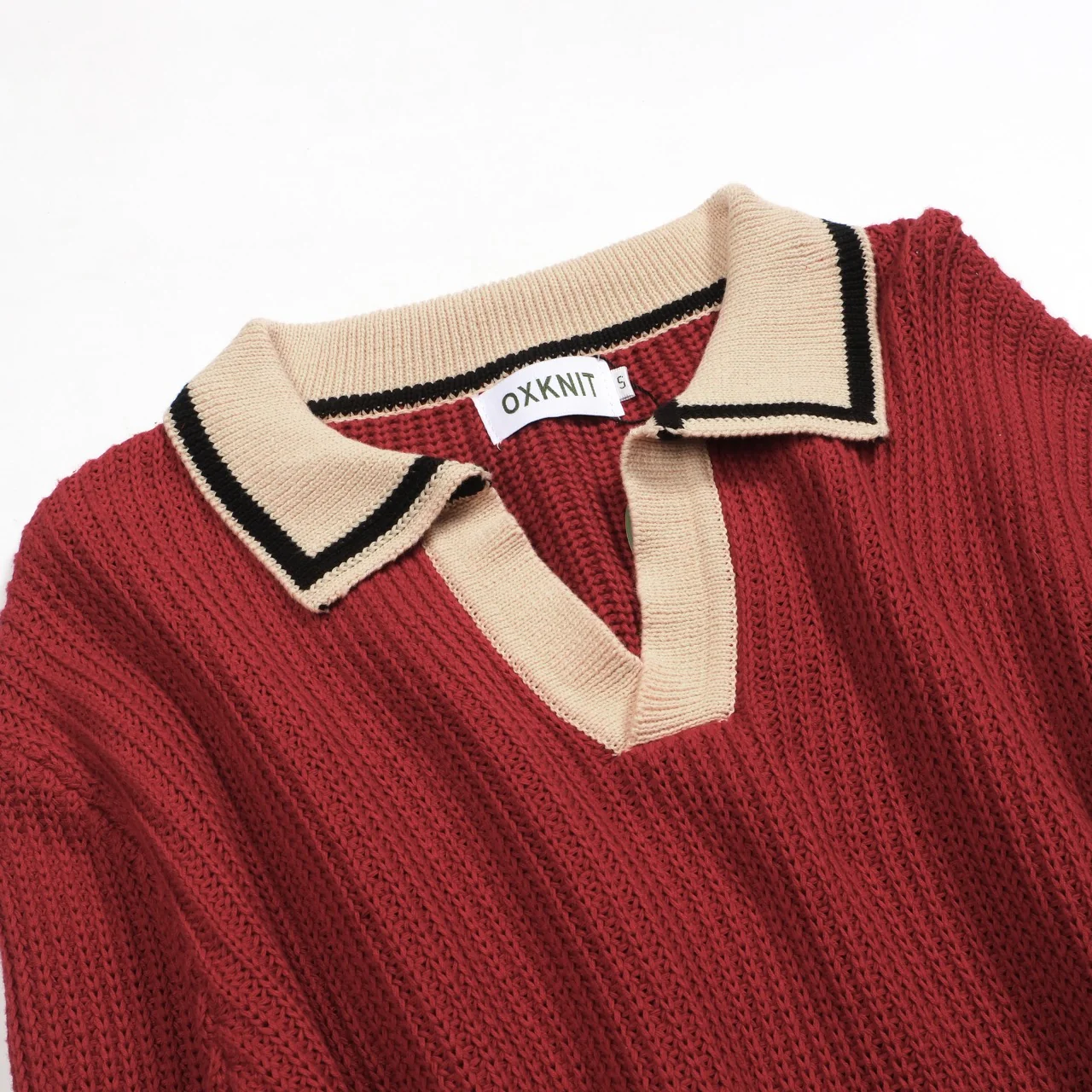 Men's retro red casual V-neck vintage knitwear - Image 10