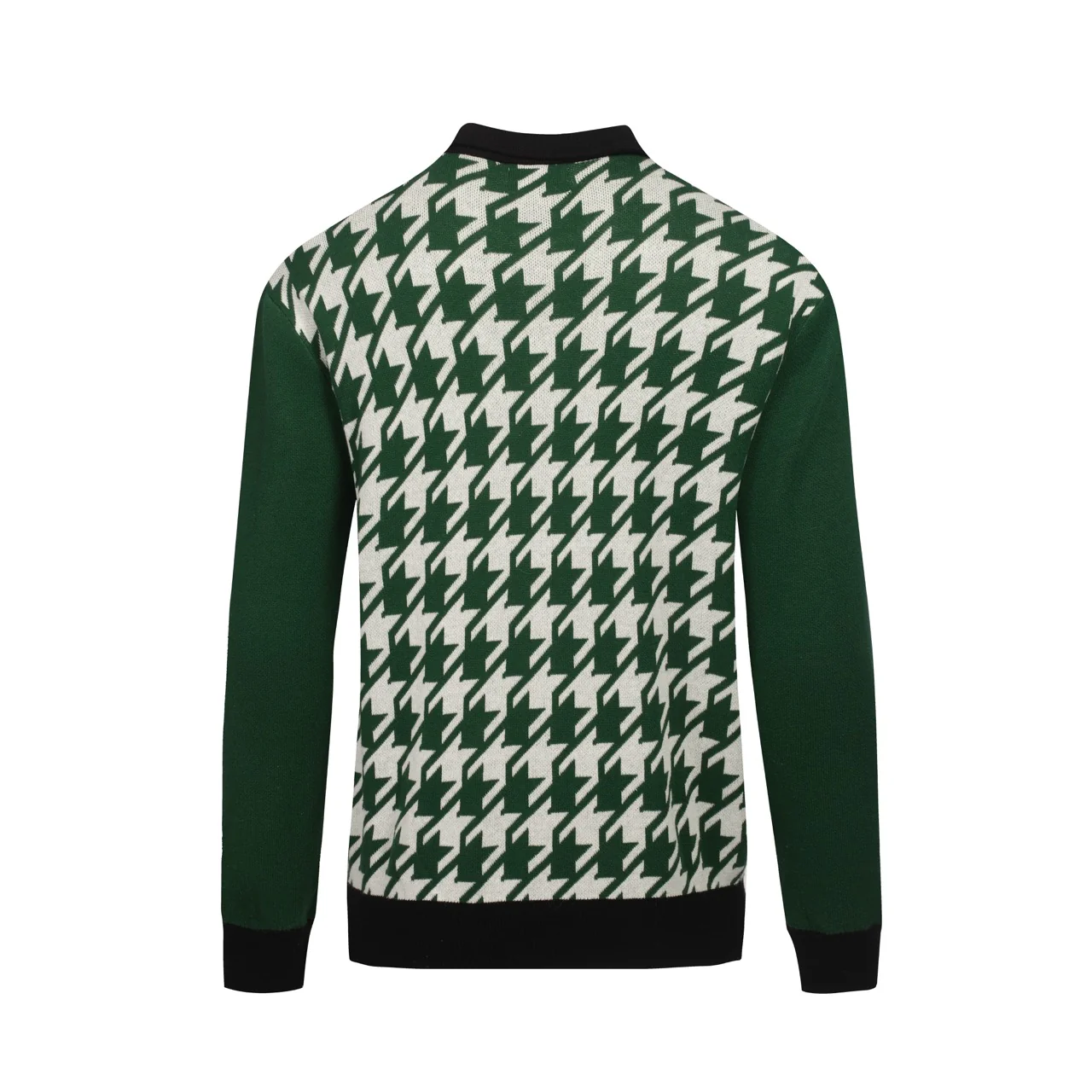 Men's vintage green vintage jacquard knitted cardigan - Image 3
