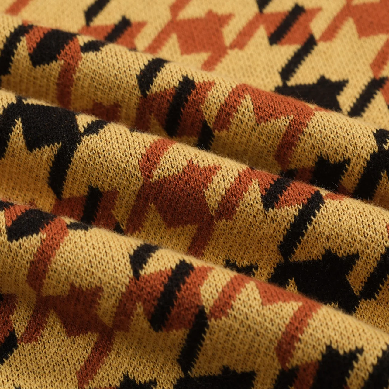 Men's yellow checkered jacquard vintage polo knitwear - Image 9