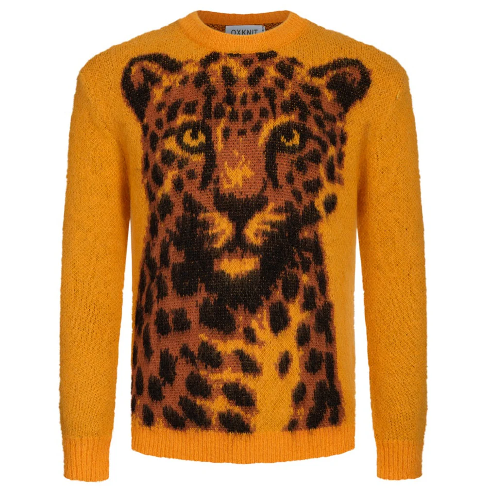 Men's yellow cheetah knitted sweater