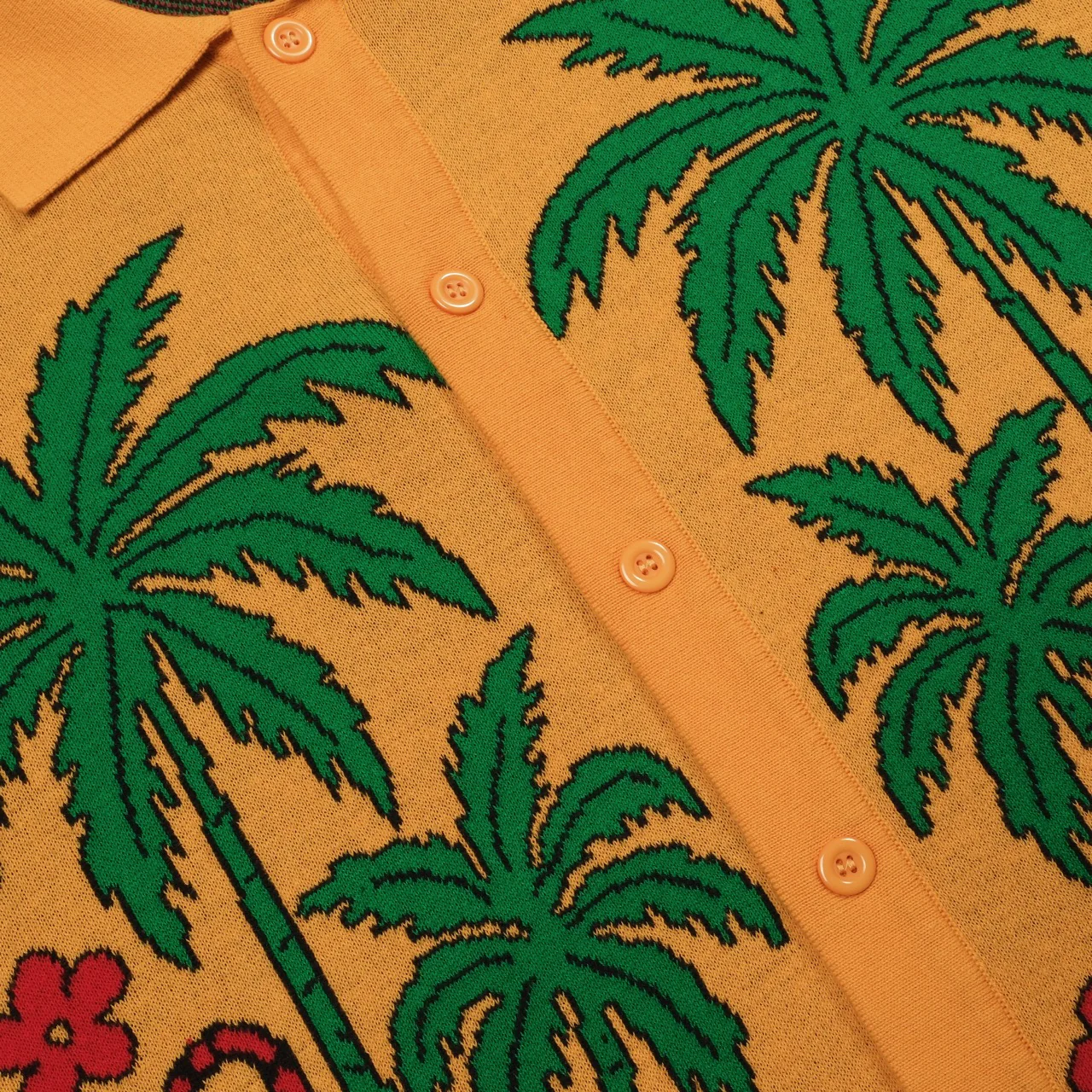 Men's yellow tiger Plant jacquard vintage knit cardigan - Image 6