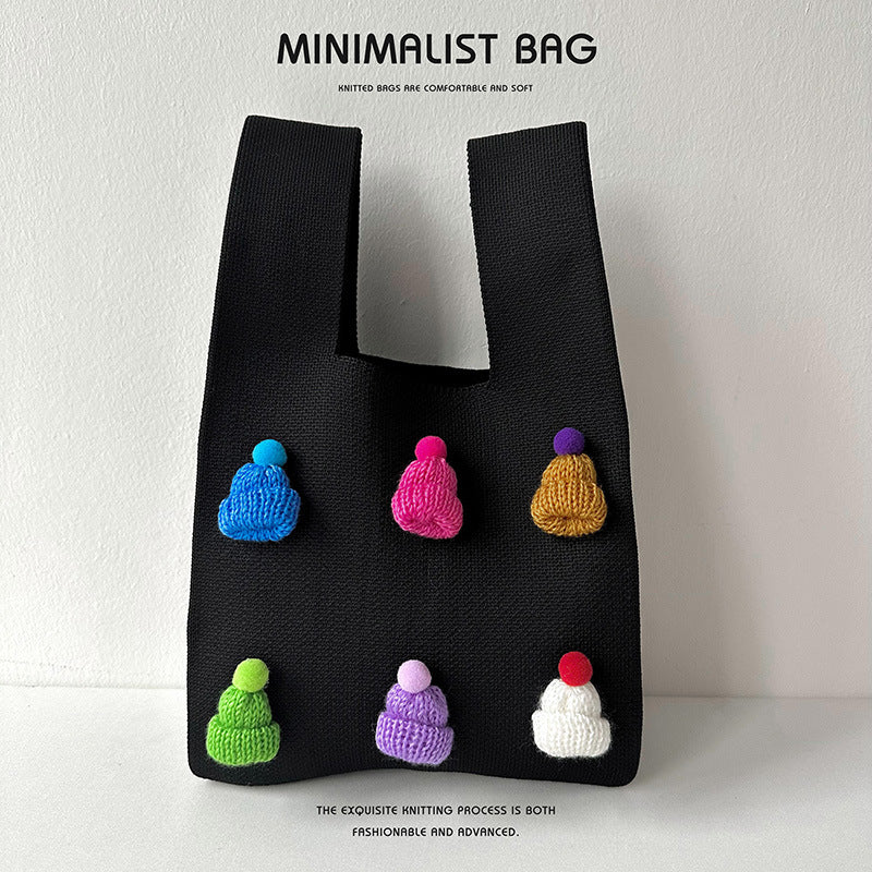 Multicolor hat shoulder bag handbag knitted bag - Image 8