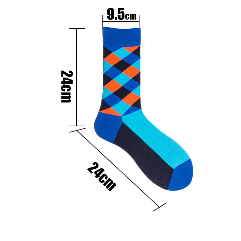 Rhombus Plaid Retro Contrast Color Tube Socks - Image 4