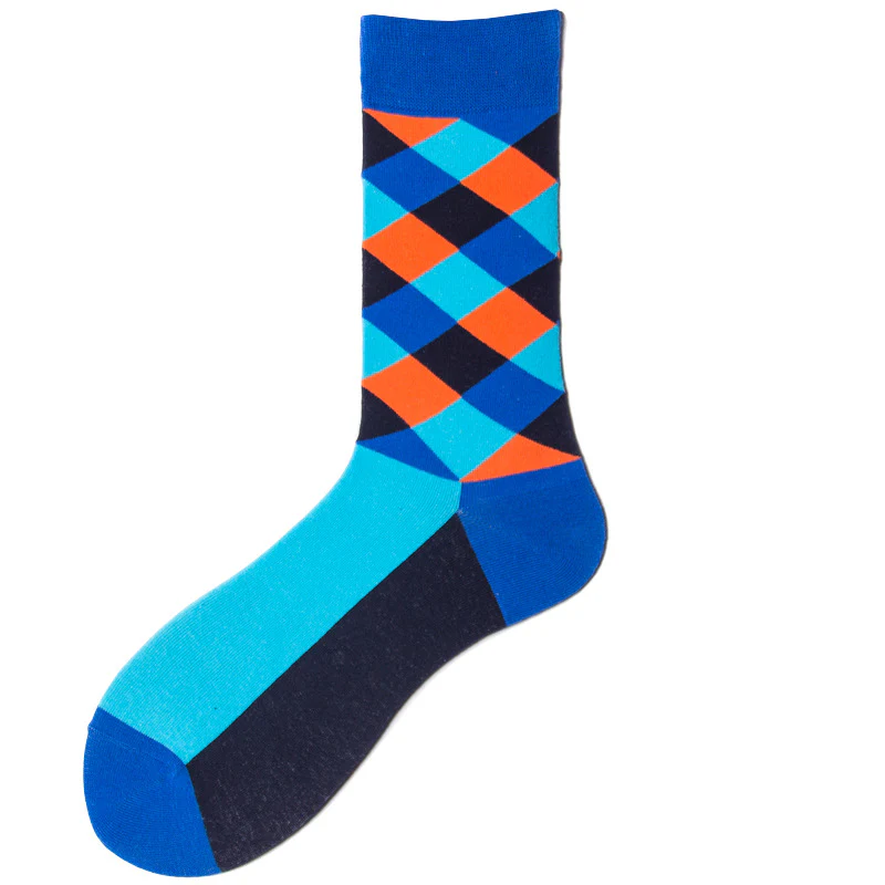 Rhombus Plaid Retro Contrast Color Tube Socks - Image 6