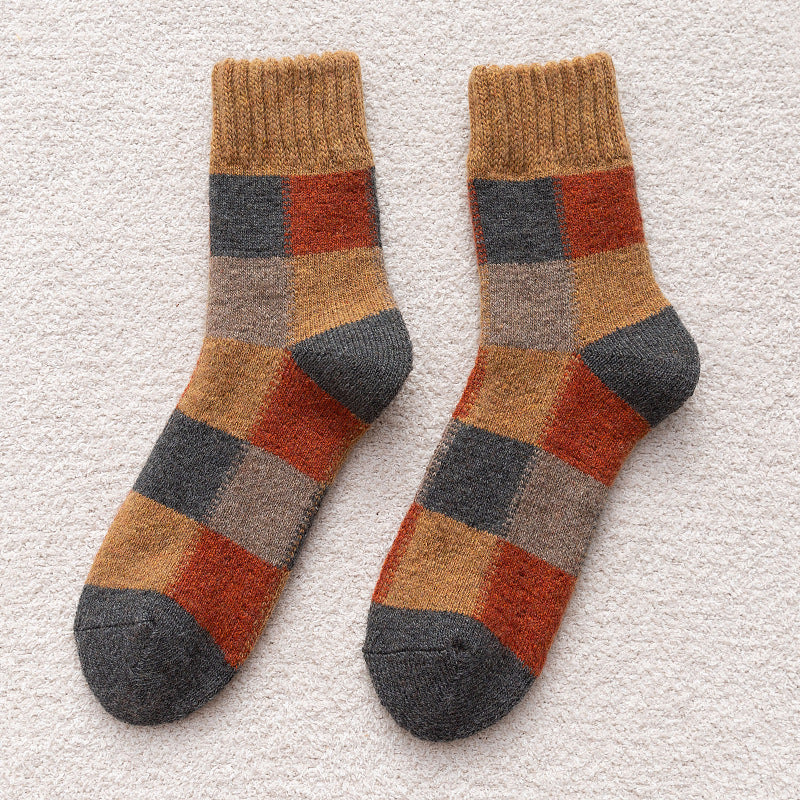 Thickened Fleece-Lined Warm Retro Extra Thick Plaid Tube Socks - Image 10
