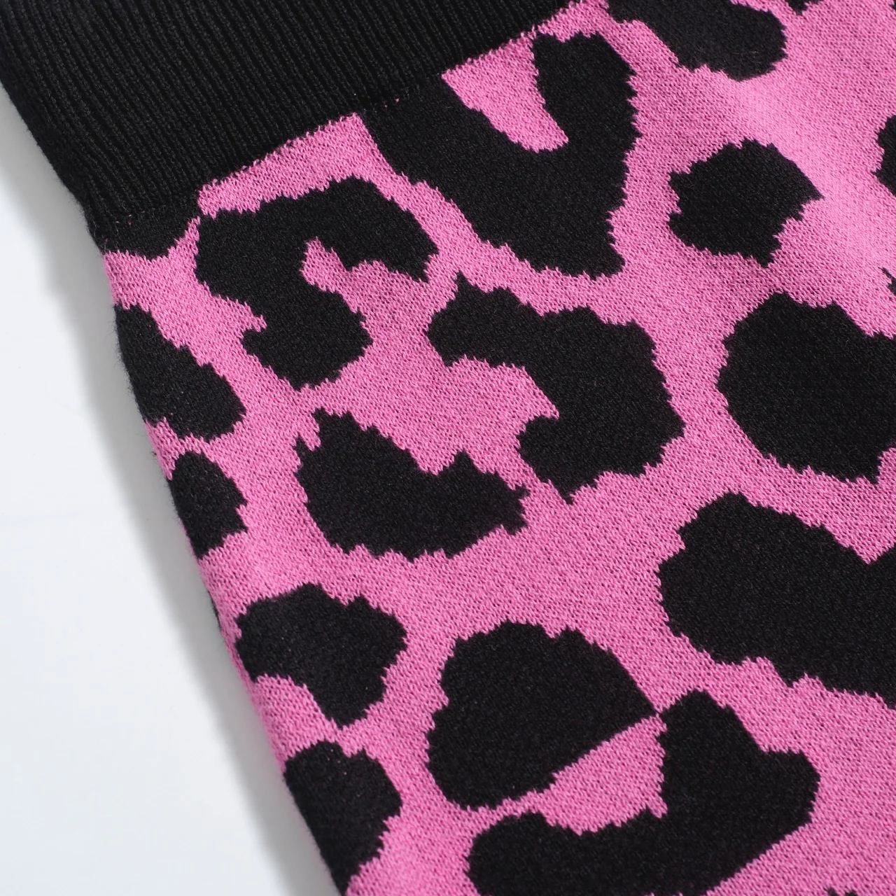 Women’s Pink Leopard Print Knit Set with Leopard and Plant Graphic - Image 8