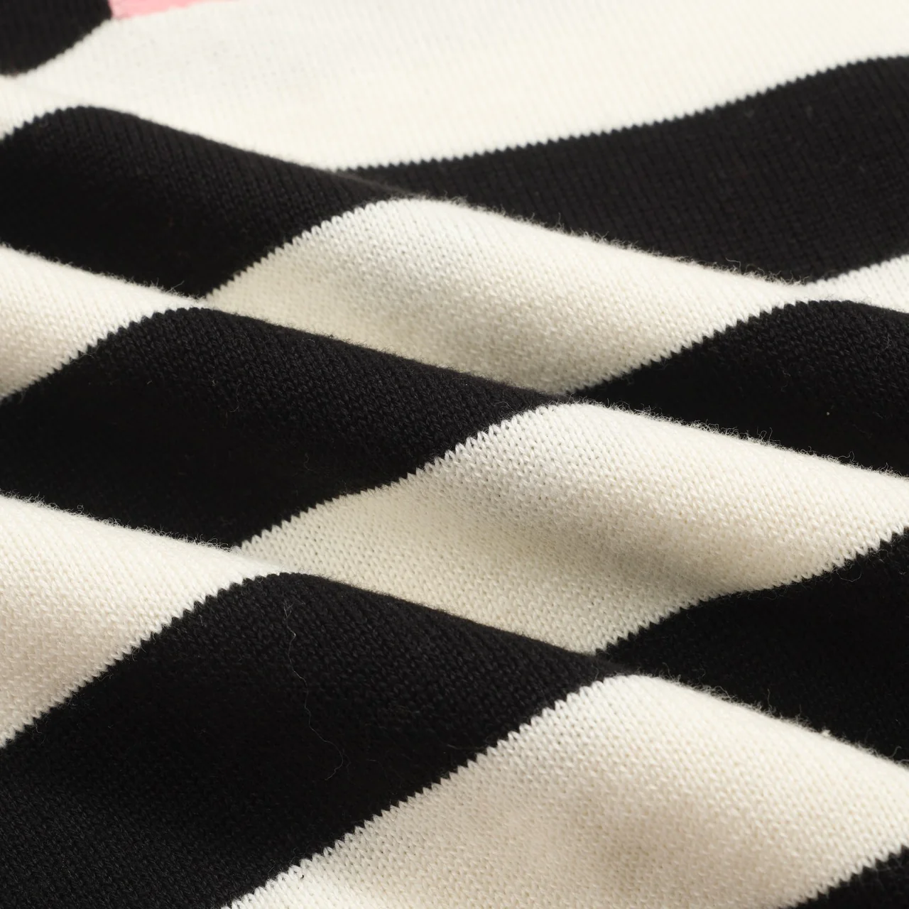 Women's black striped knitted bubble sleeve polo - Image 2