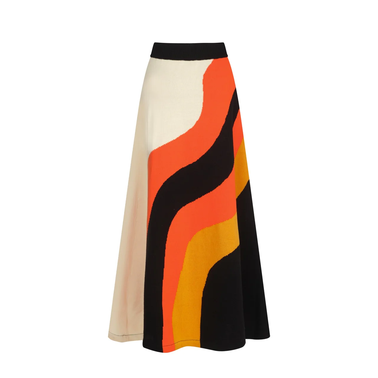Women's black vintage striped knitted skirt - Image 3
