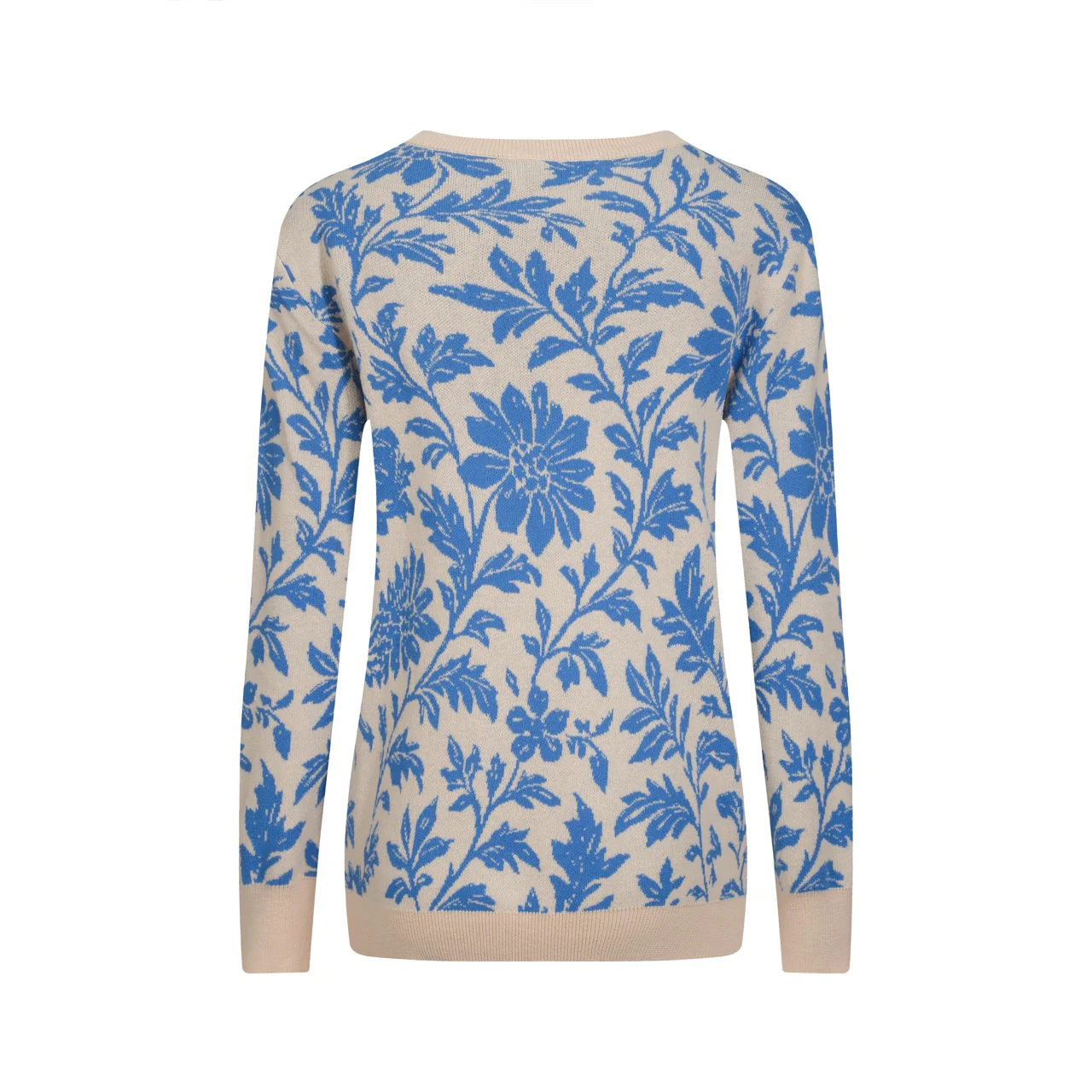 Women's blue floral jacquard street knitwear - Image 3