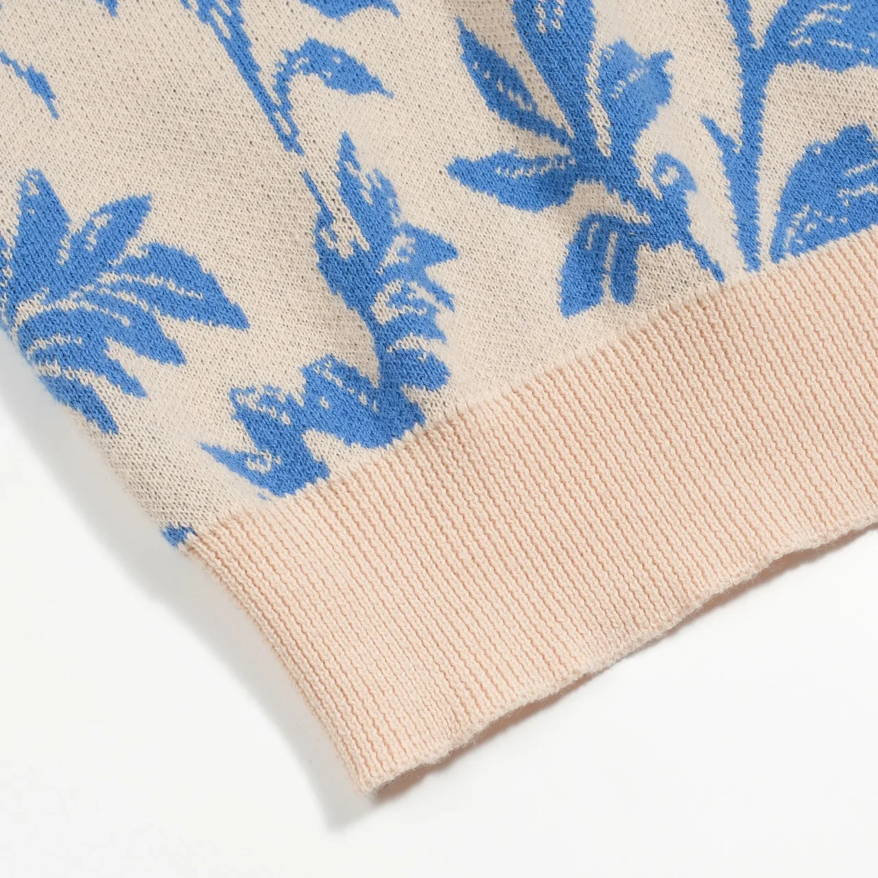 Women's blue floral jacquard street knitwear - Image 7