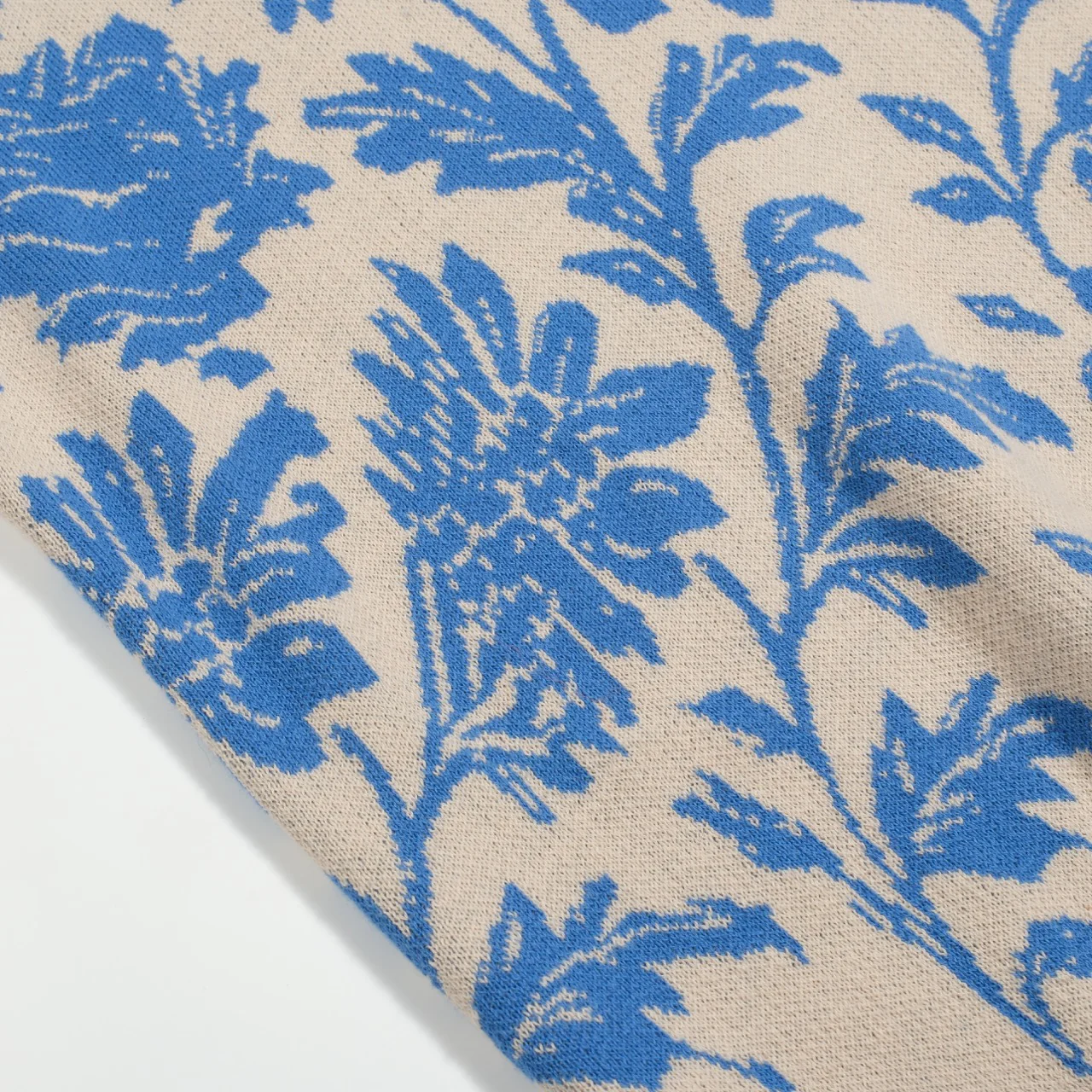 Women's blue floral jacquard street knitwear - Image 8