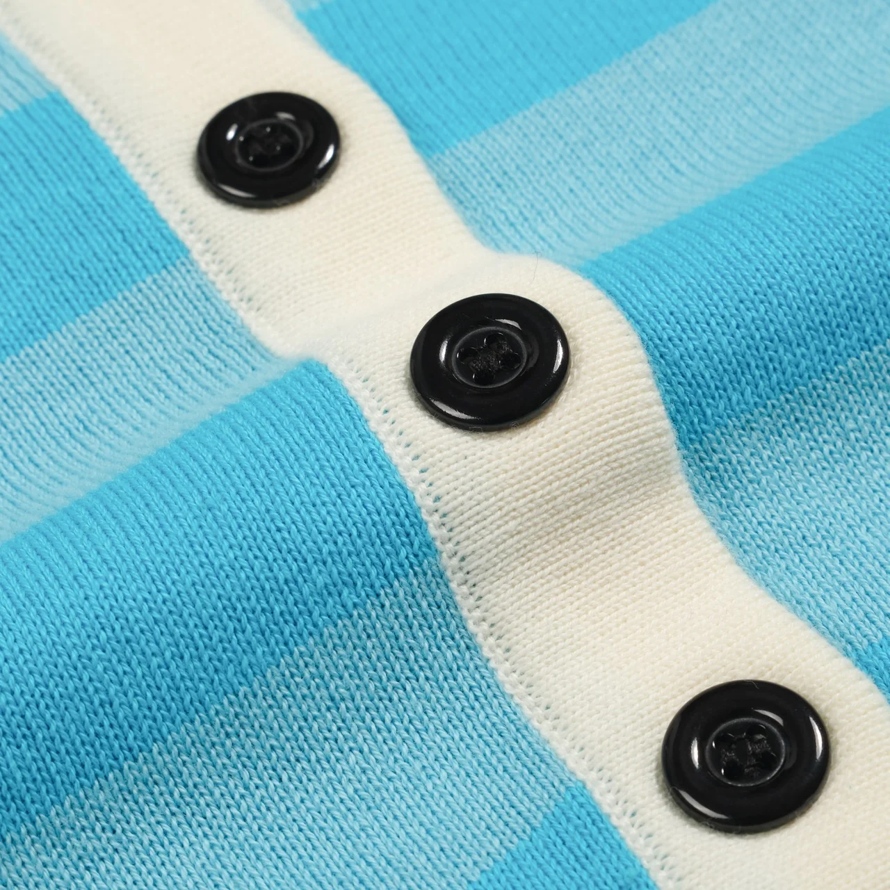 Women's blue striped Collage knitted bubble sleeve polo - Image 5