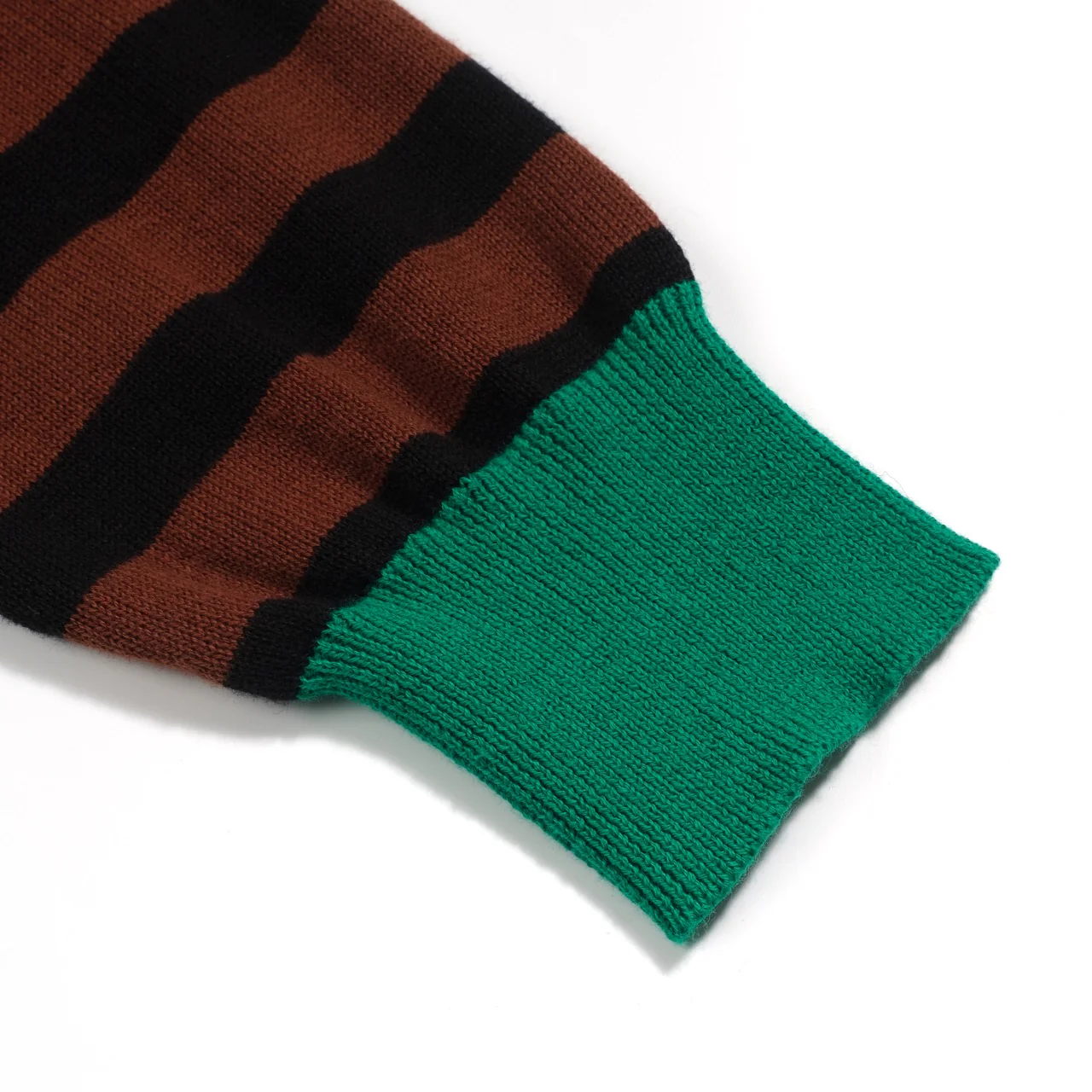 Women's brown striped mushroom embroidery knitwear - Image 7