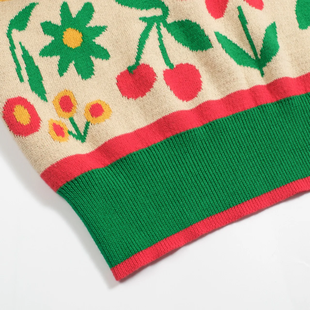Women's green Animal Garden knitted bubble sleeve polo - Image 6