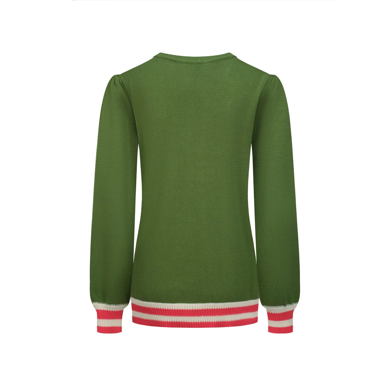 Women's green diamond lattice bubble sleeve knitwear - Image 3