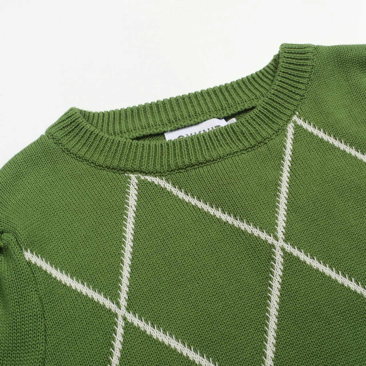 Women's green diamond lattice bubble sleeve knitwear - Image 4