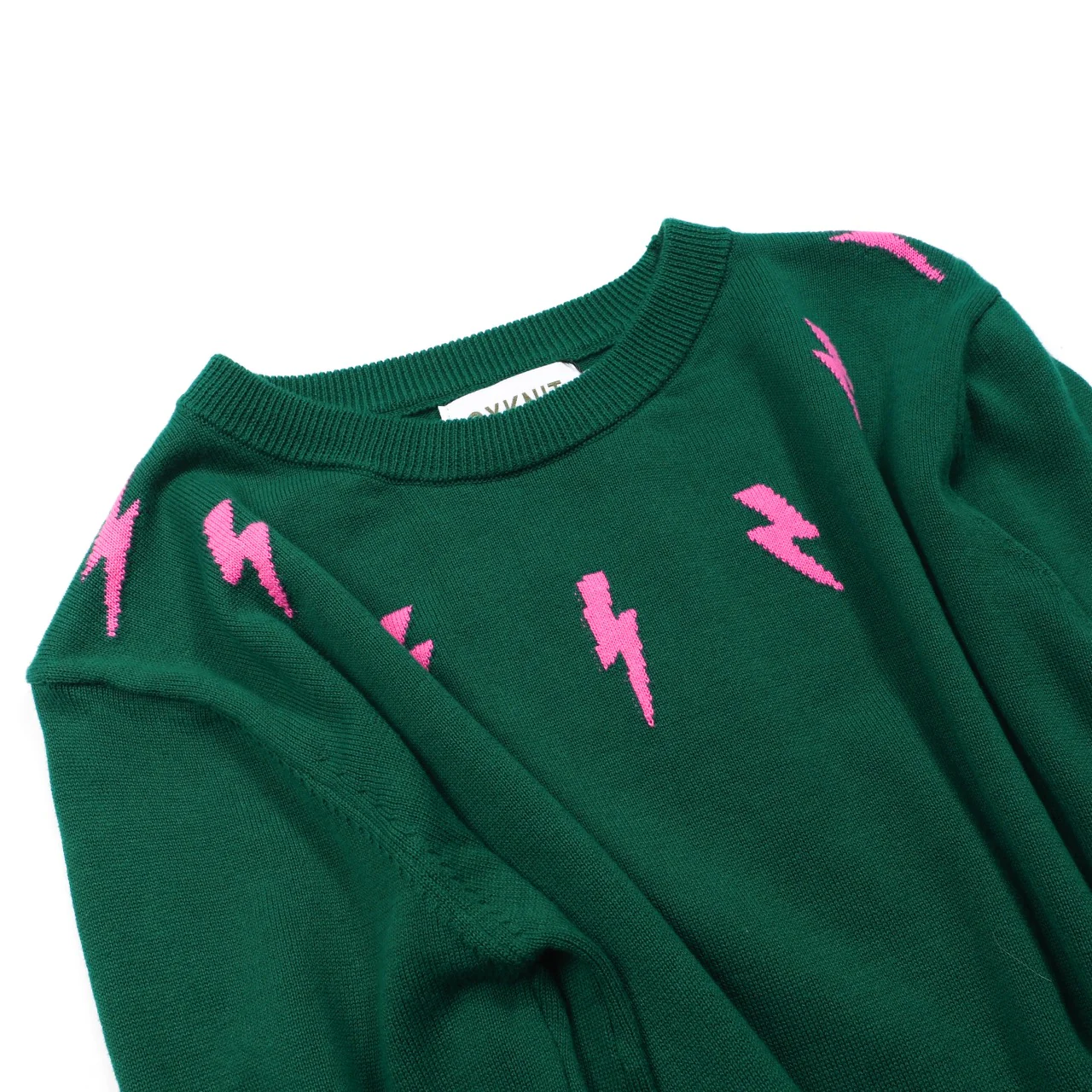 Women's green lightning pattern jacquard knitwear - Image 9