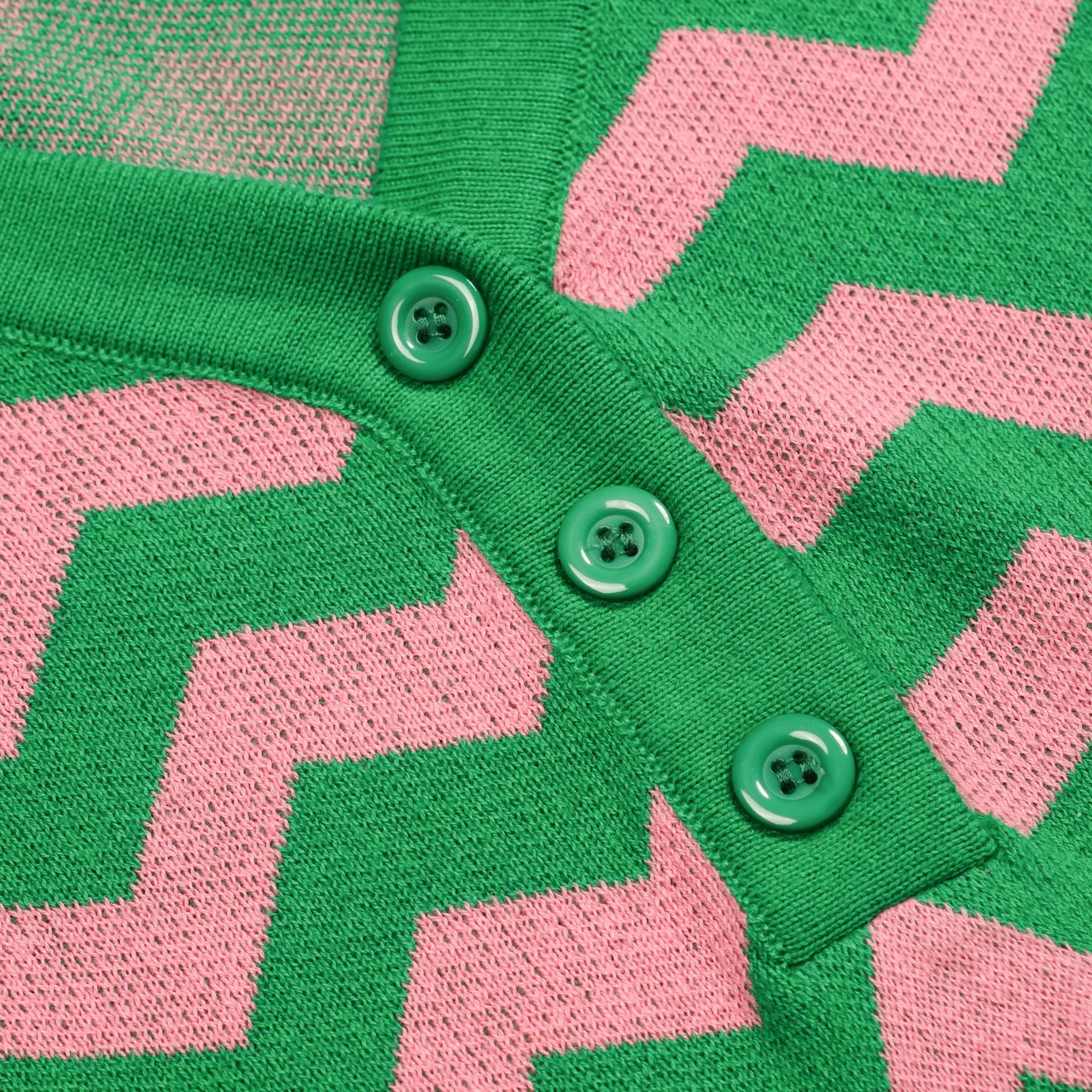 Women's green tooth stripe sleeve V-neck knitwear - Image 5