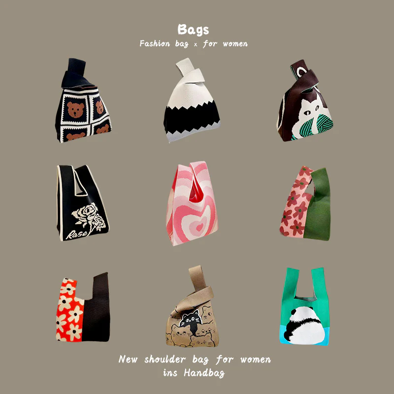 Women's knitted handbag bucket bag - Image 4