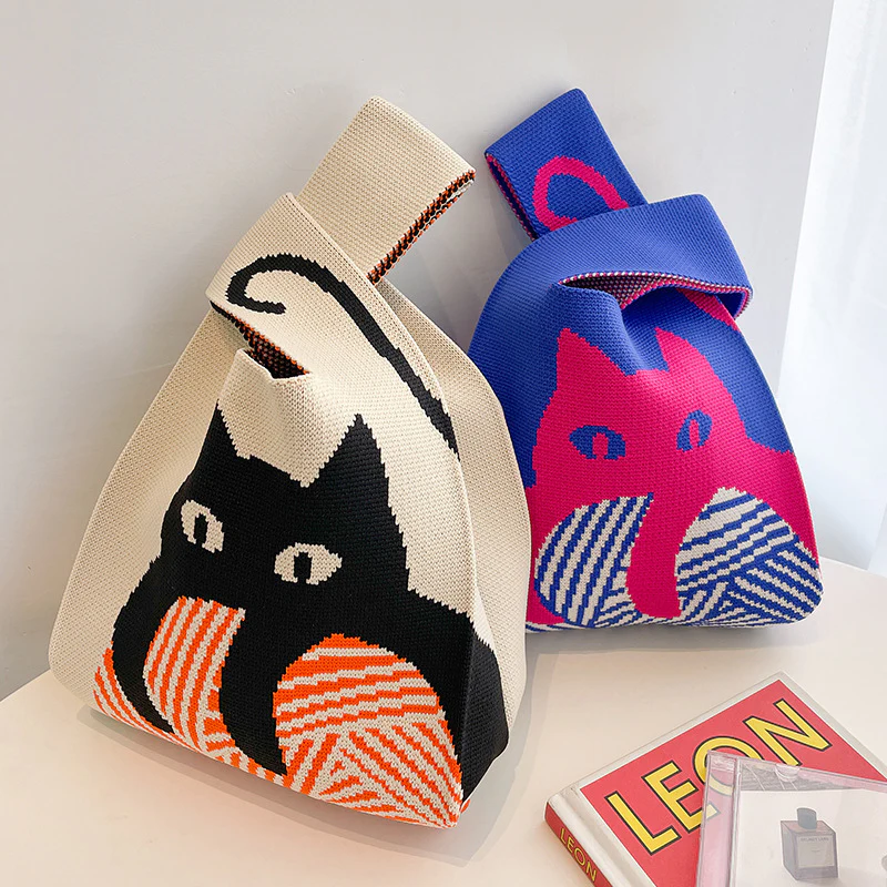 Women's knitted handbag bucket bag - Image 75
