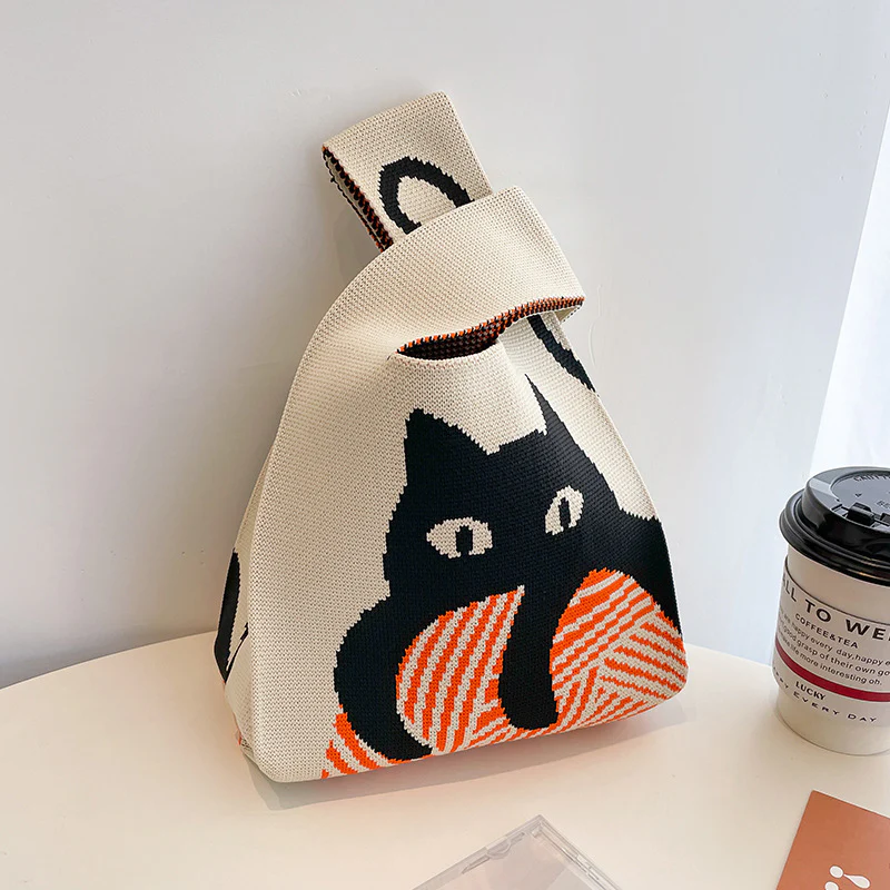 Women's knitted handbag bucket bag - Image 77