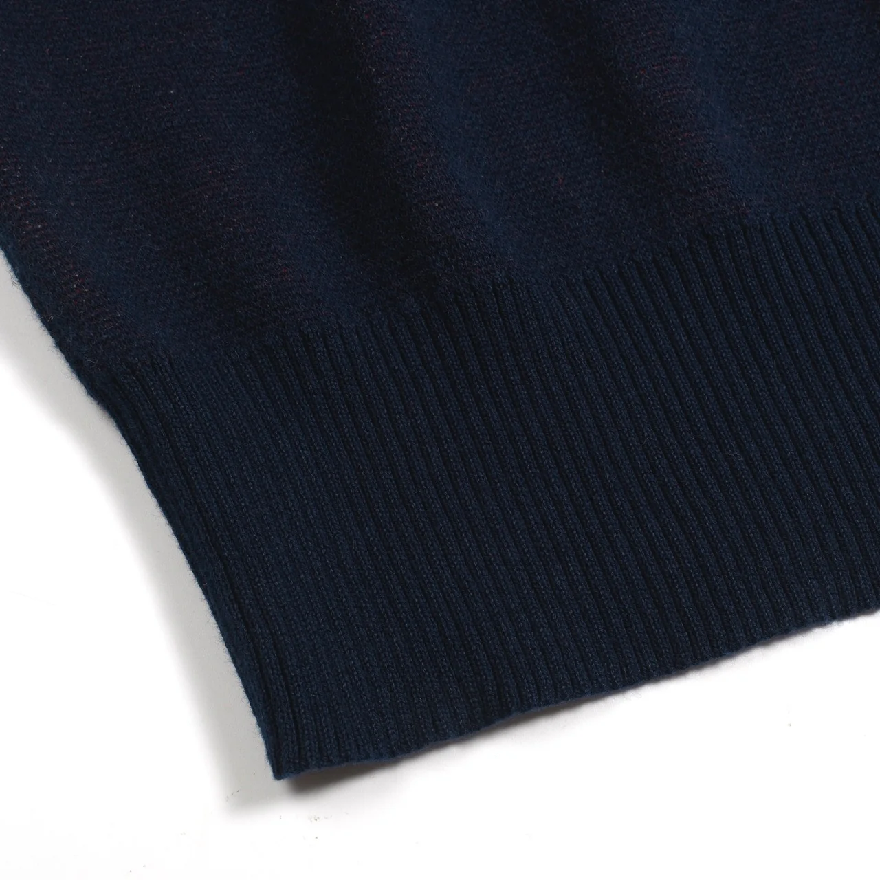 Women's navy knit T-shirt with diagonal shoulder - short version size - Image 6