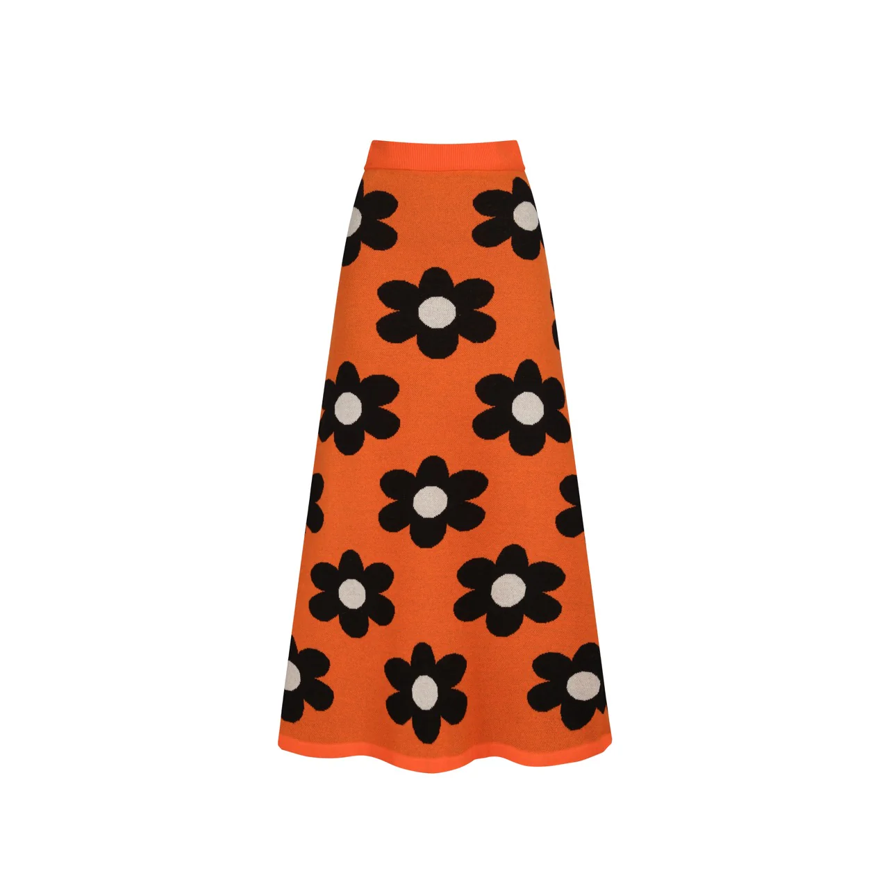 Women's Orange Vintage Cat Style Jacquard Knit Set - Image 5
