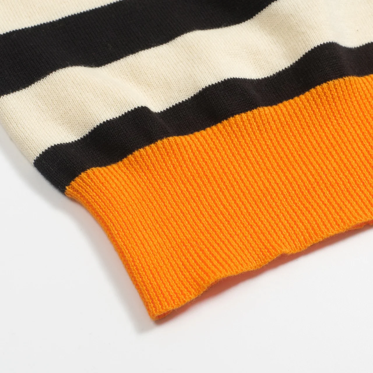 Women's Orange vintage striped bubble sleeve knitted orange polo - Image 8