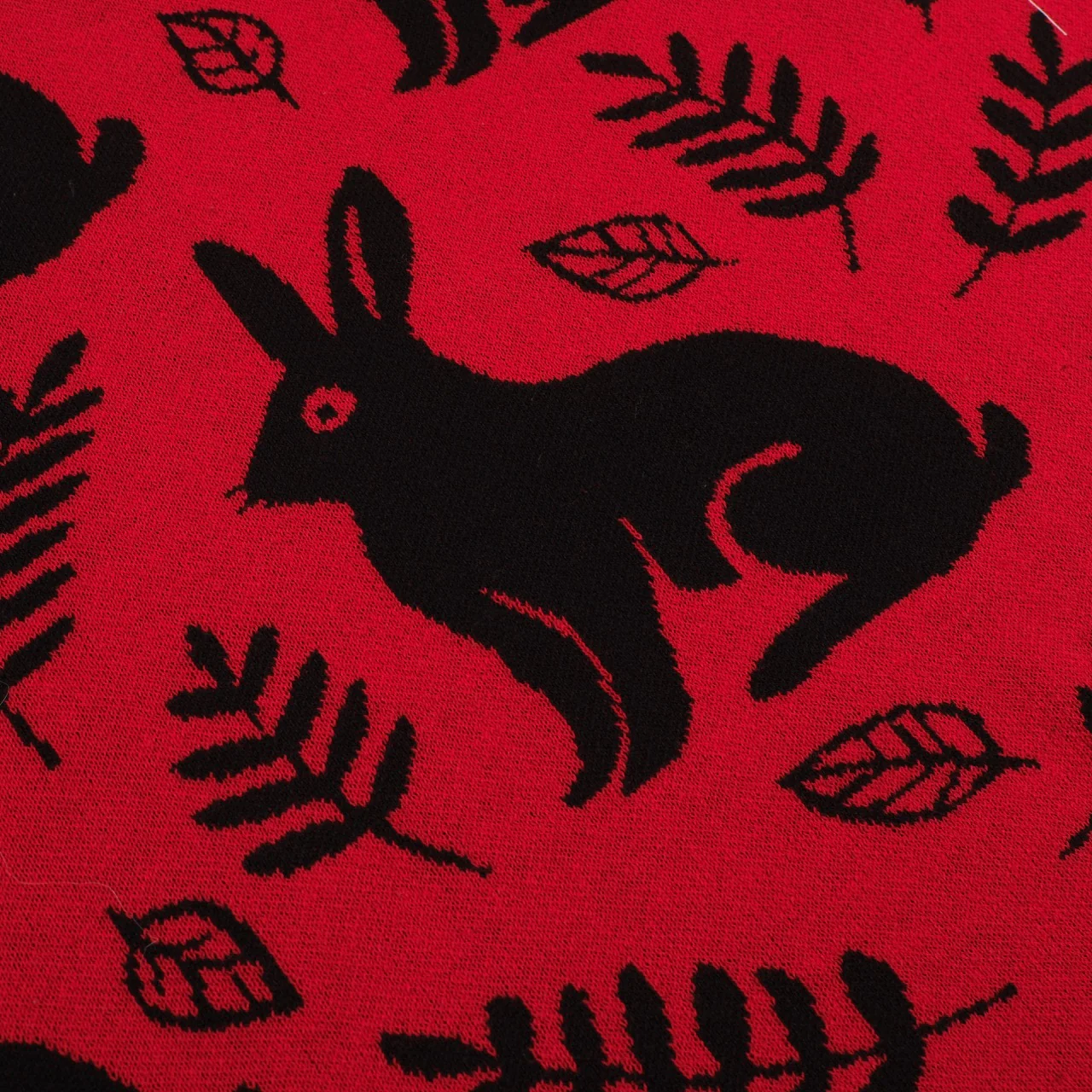 Women's red animal jacquard knit skirt - Image 5
