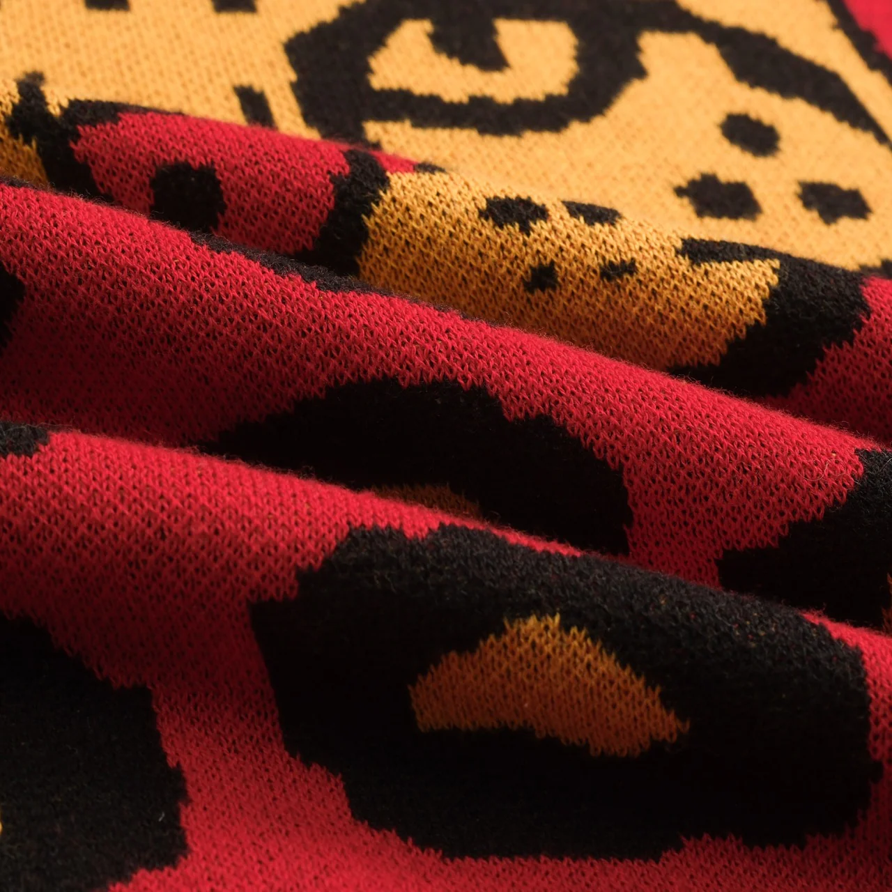 Women's red leopard print retro casual knitwear - Image 7