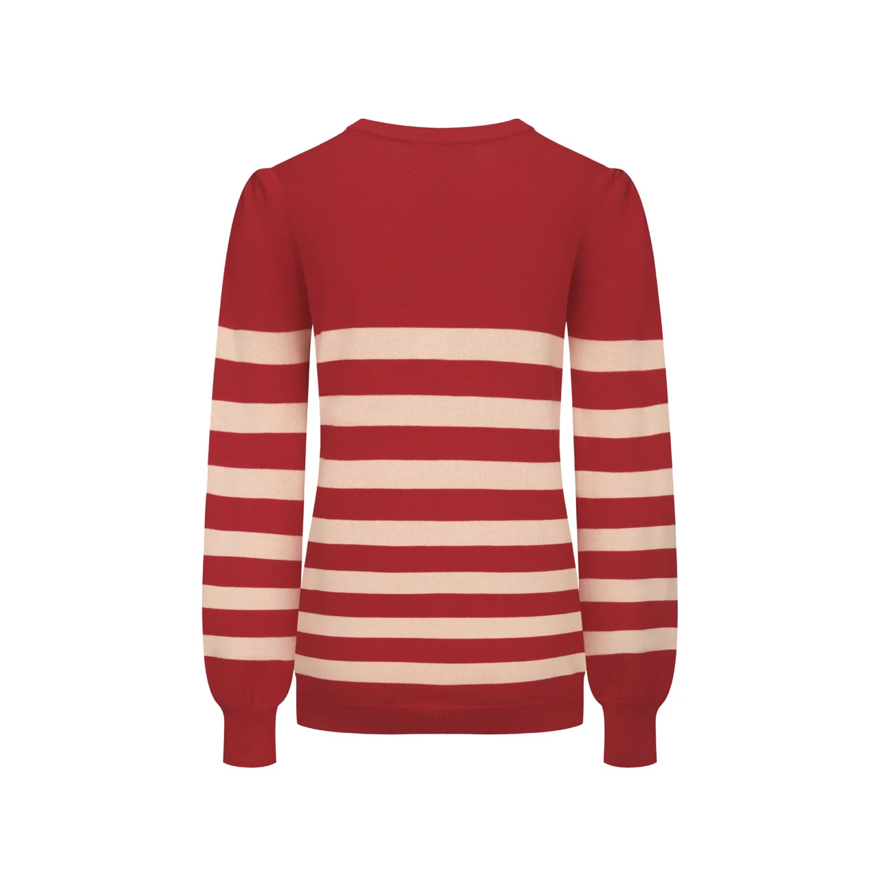 Women's red striped cat bubble sleeve knitwear - Image 3