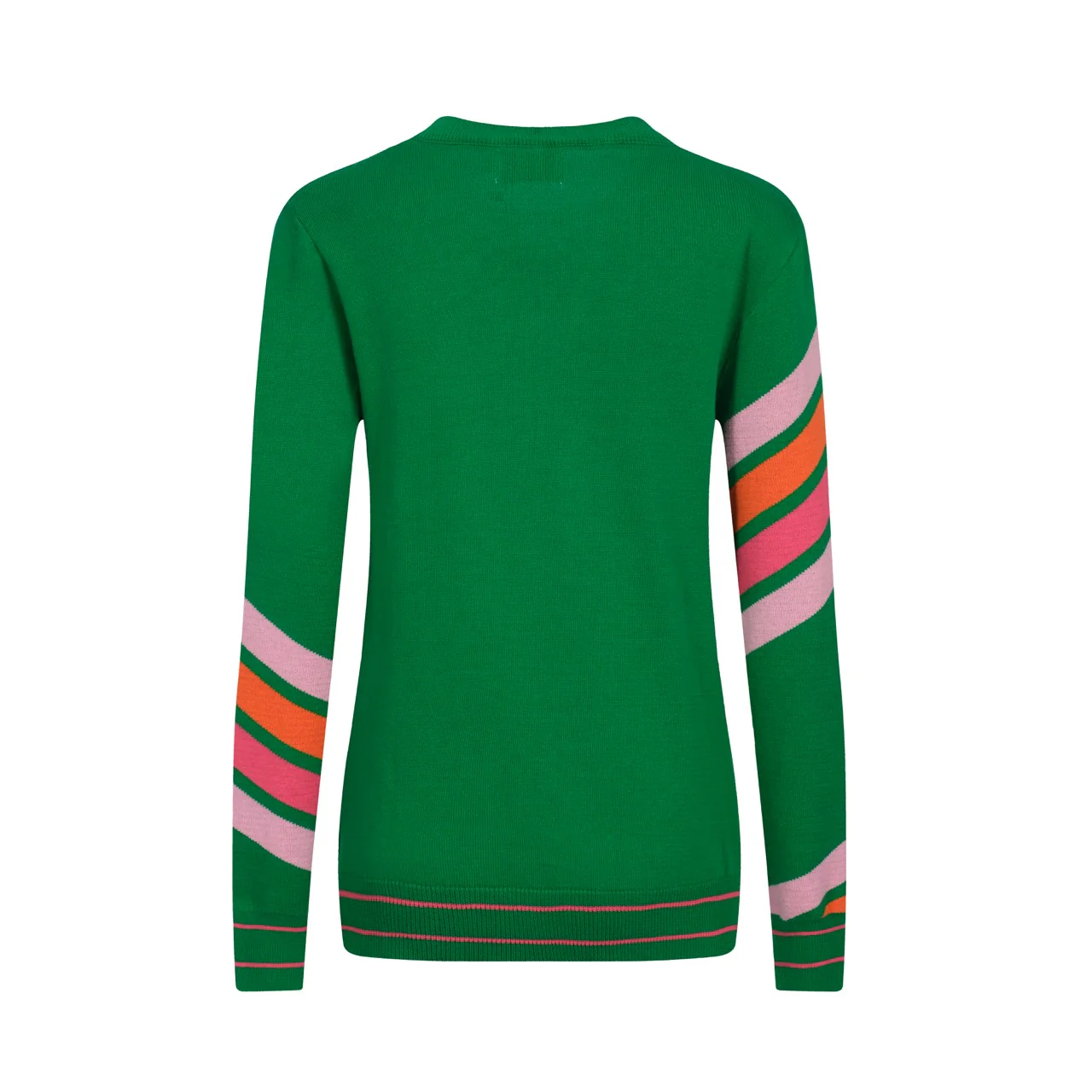 Women's vintage green diagonal stripe jacquard knitwear - Image 3