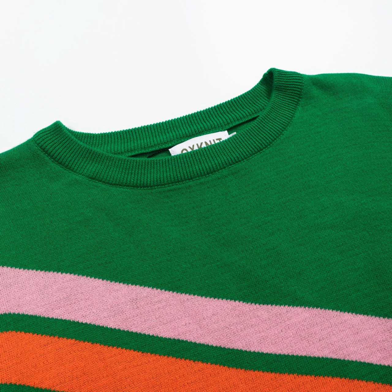 Women's vintage green diagonal stripe jacquard knitwear - Image 4