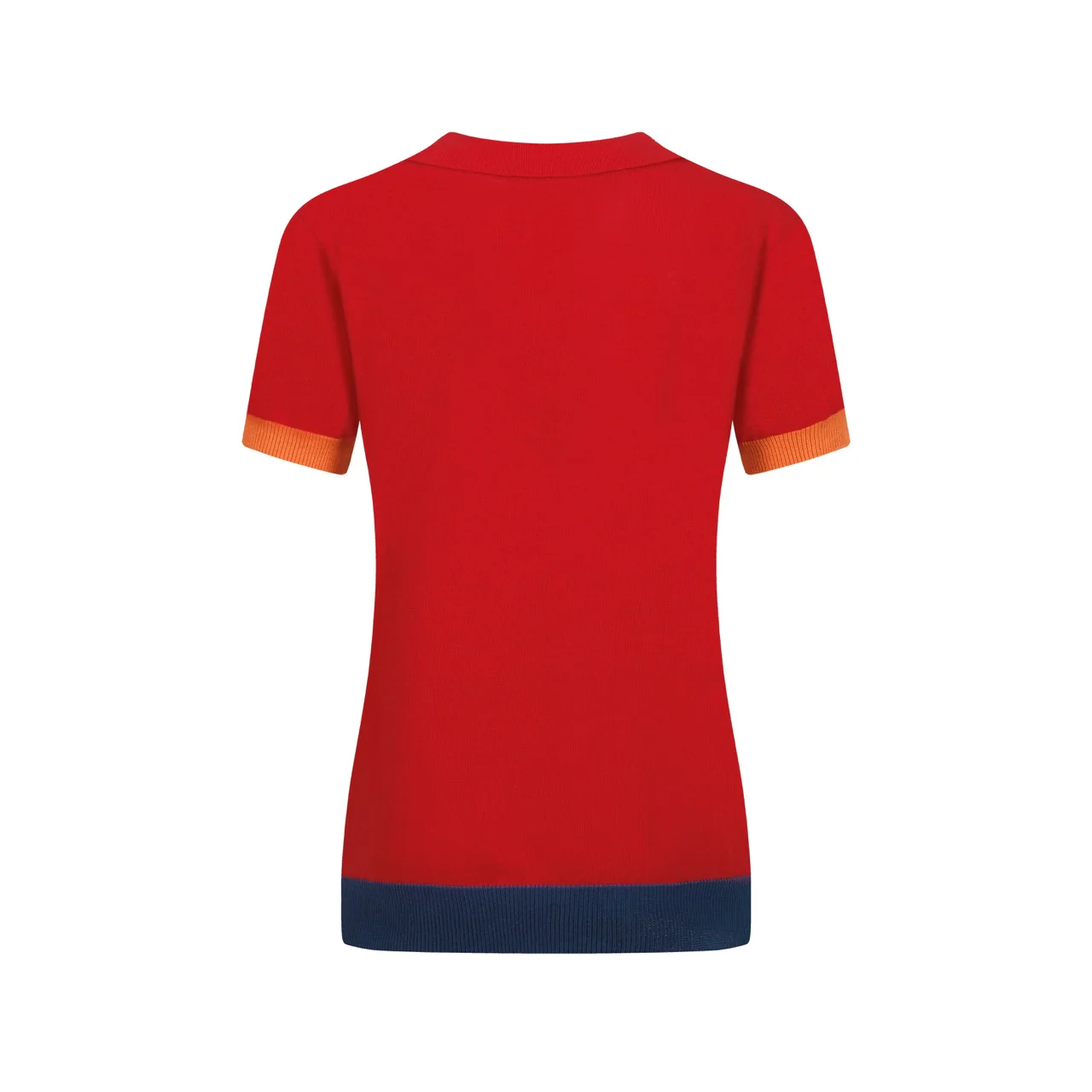 Women's vintage red style V-neck knitted polo shirt - Image 3