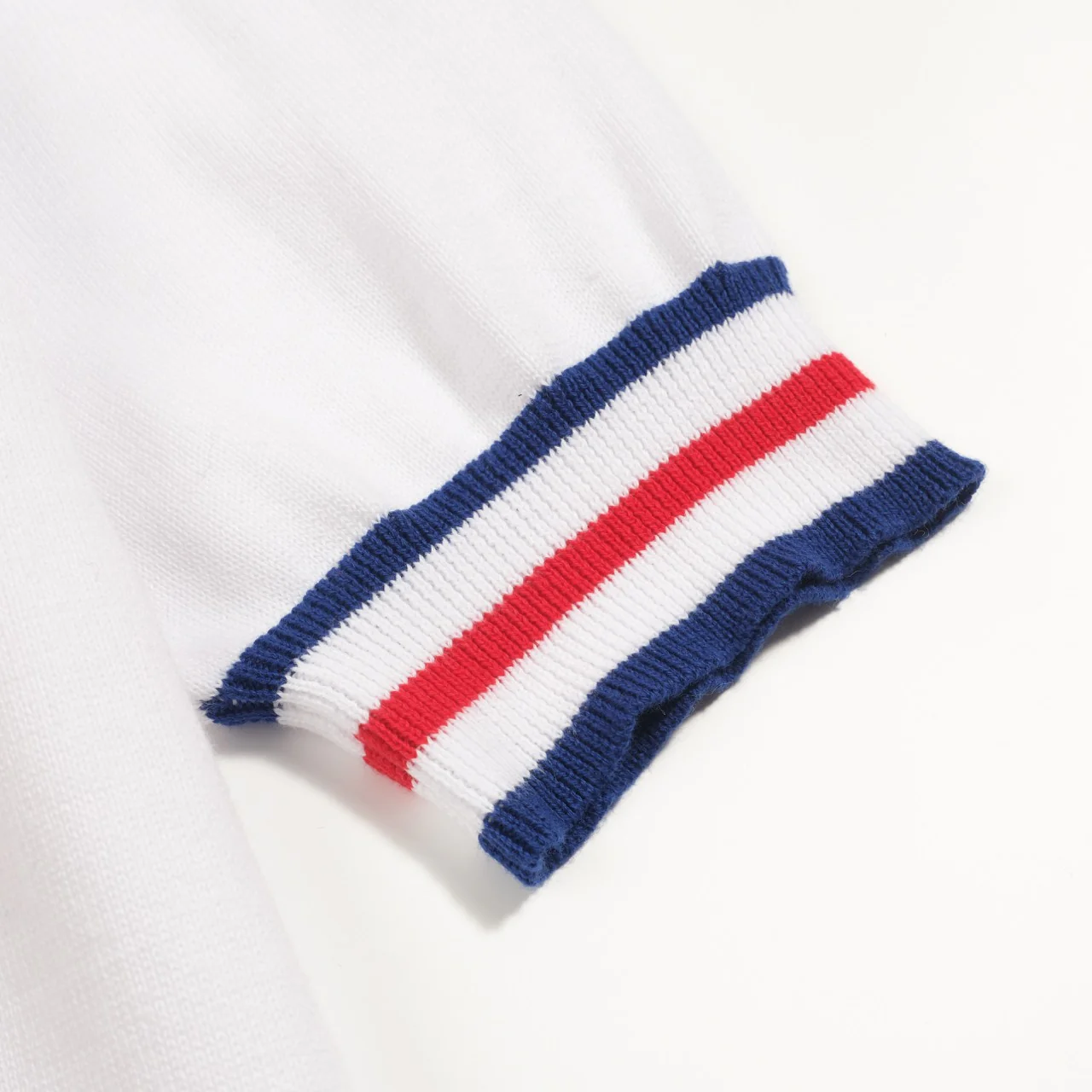 Women's white apricot striped design puffed sleeve knitted polo - Image 6