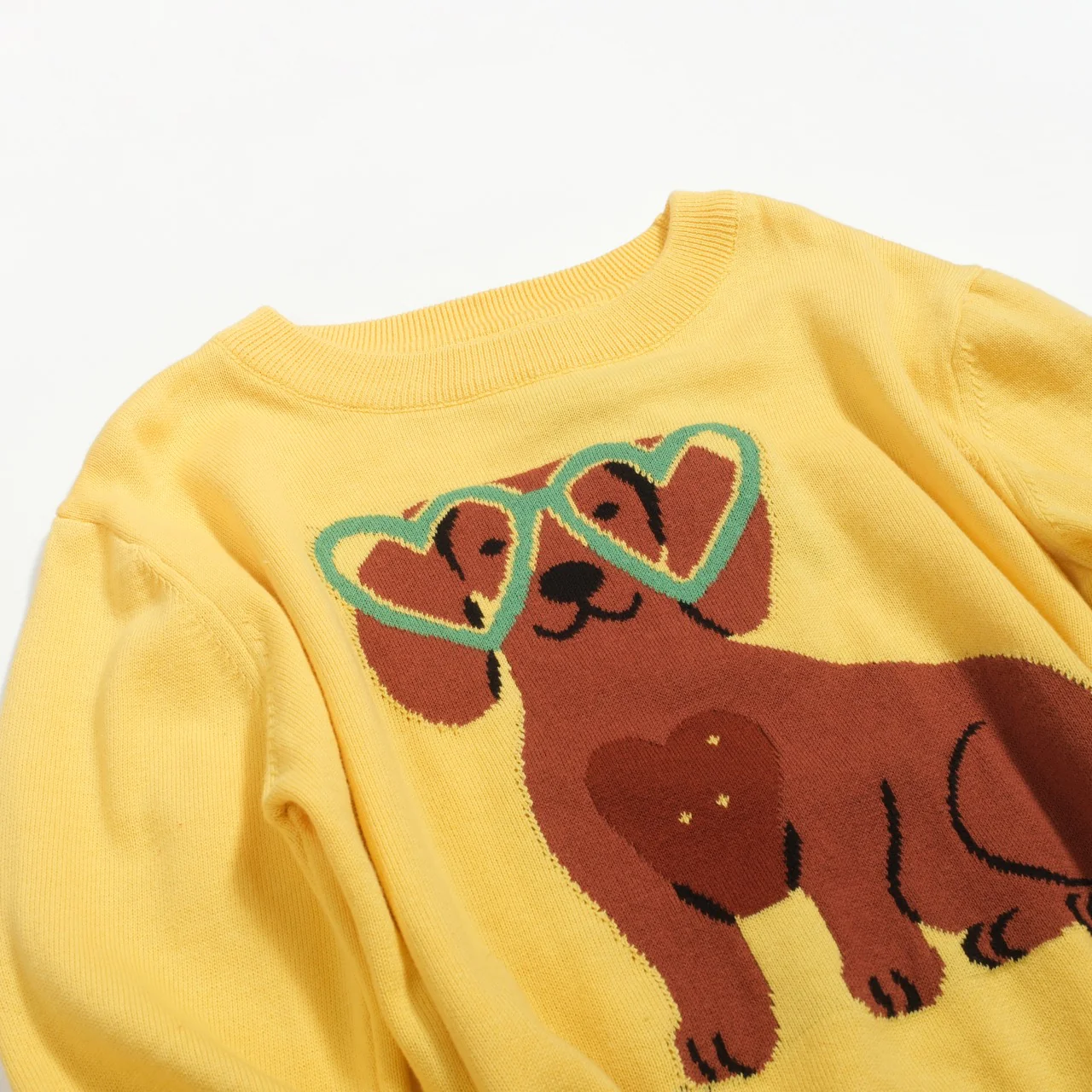 Women's yellow dog jacquard vintage knitwear - Image 8