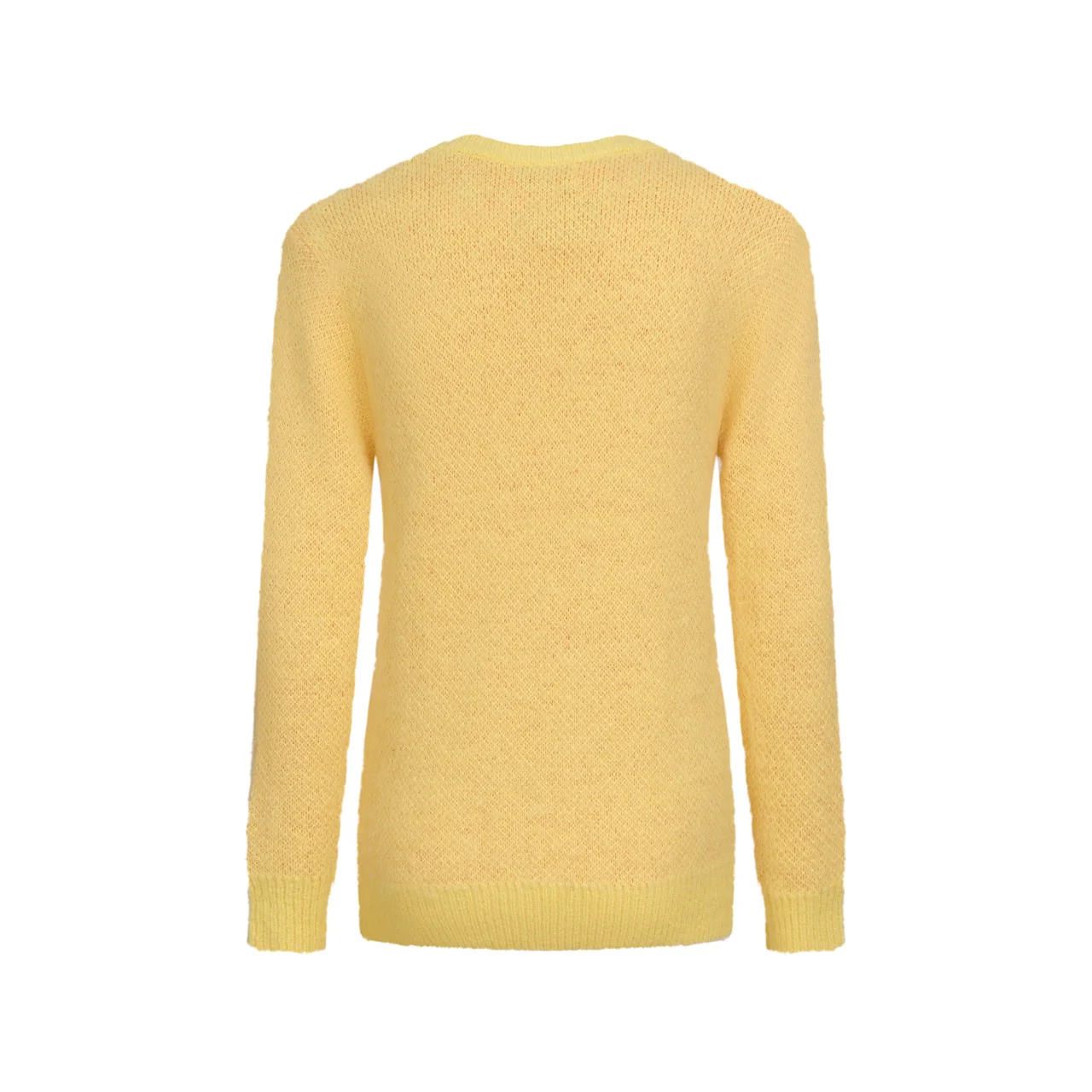 Women's yellow vintage flower plush knitwear - Image 3